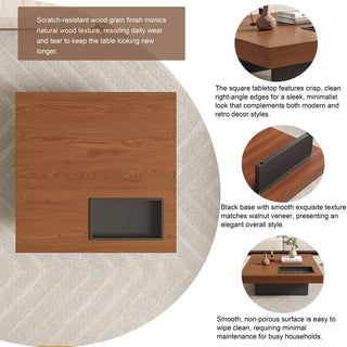 Square Floating Coffee Table For Living Room - Dark Walnut