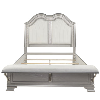 Elegant Bed With Built In Footboard Bench, USB