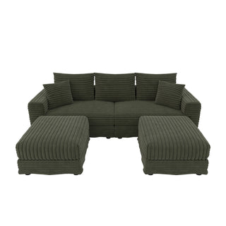 Convertible Deep Seat Sofa With Soft Pillows And Ottomans