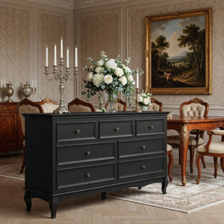 7 Drawer Dresser, Storage Chest - Black