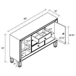 Gabrielle - 3 Drawer Mirrored Storage Accent Cabinet - Silver