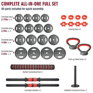 Adjustable Dumbbell Set, 4 In 1 Convertible Weights