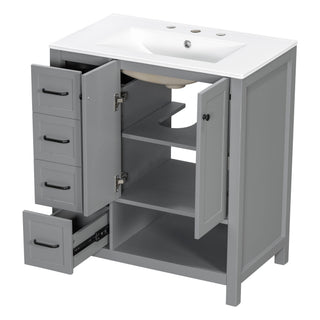 Bathroom Vanity With Sink Top, Bathroom Vanity Cabinet With 2 Doors And 2 Drawers, Open Shelf