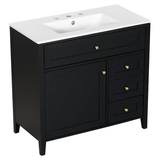 Bathroom Vanity With Sink, Cabinet With 3 Drawers And Adjustable Shelf