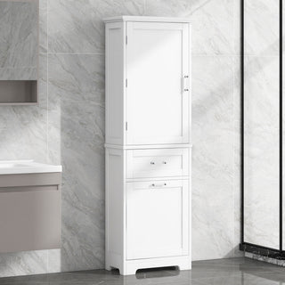 Tall Freestanding Bathroom Storage Cabinet With Adjustable Shelf And 2 Drawers