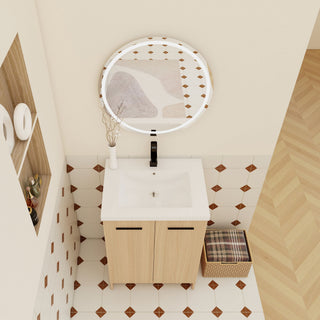 Floating Bathroom Vanity With Sink, Wall Mounted Double Door Storage