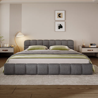 Elegant Upholstered Bed With Checkerboard Design