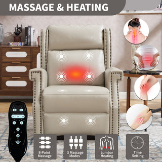 Manual Recliner Chair With Heavy Duty Motion Mechanism, 8 Vibrating Nodes And 3 Massage Modes For Living Room