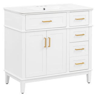 Modern Bathroom Vanity With Sink, Soft Close Doors, 4 Storage Drawers