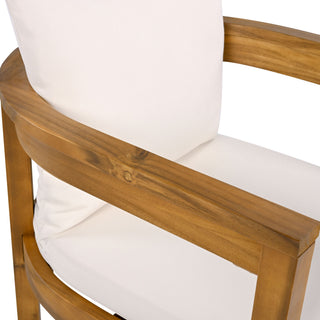 Abaco - Outdoor Patio 7 Pieces Dining Set With Chairs And Table - Teak / Beige