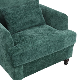 Modern Mid Century Wood Frame Armchair With Tufted Design