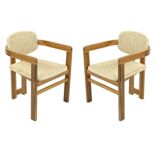 Outdoor Accent Armchairs For Patio (Set of 2) - Natural / Teak