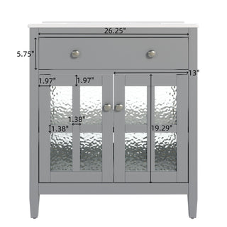 Bathroom Vanity With Ceramic Sink, Adjustable Shelf & Tip Out Tray