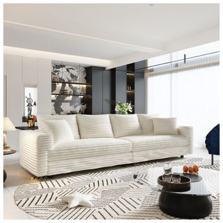 Deep Seat Convertible Sofa With Soft Pillows And Ottomans