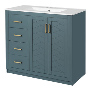 Bathroom Vanity With Sink Combo, Storage Cabinet, Freestanding Set With 3 Drawers & Soft Closing Doors