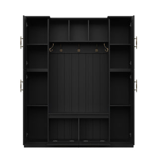 Hall Tree With 4 Side Cabinets