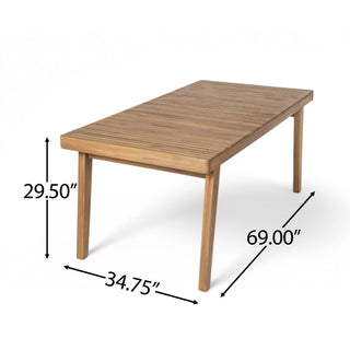 7 Piece Patio Furniture Set Acacia Wood Table And 6 Heavy Duty Cushioned Chairs