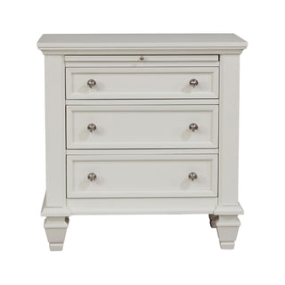 Cottage 3 Drawer Nightstand With Pull Out Tray - Cream White