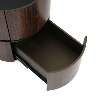 Elegant Italian High Grade Double Layer Storage Round Side Table - Brown / Black