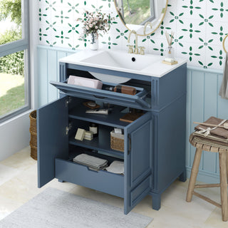 Bathroom Vanity With Sink Storage Cabinet - Blue