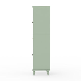 Storage Cabinet, Freestanding Curio Cabinet With Grid Doors & Drawer, Pantry Display Cabinet For Kitchen