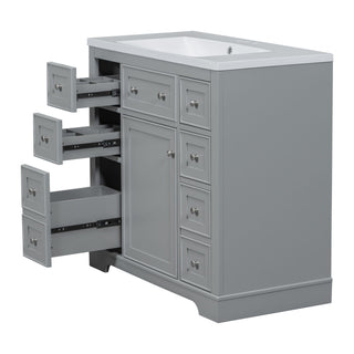 Modern Bathroom Vanity With Sink Combo, 6 Drawers And 1 Cabinet