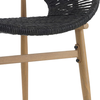 Cyril - Outdoor Patio 7 Piece Dining Set With Wicker Chairs And Table - Dark Gray / Teak