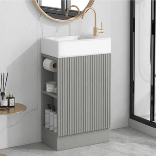 Modern Bathroom Vanity With Sink And 2 Tier Shelf
