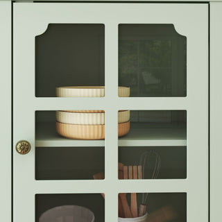 Storage Cabinet, Freestanding Curio Cabinet With Grid Doors & Drawer, Pantry Display Cabinet For Kitchen