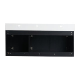Modern Wall Mounted Bathroom Vanity With Left Sink And Storage Rack