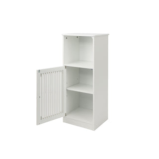 Louvered Door Bathroom Low Cabinet With Multi Layer Storage - White