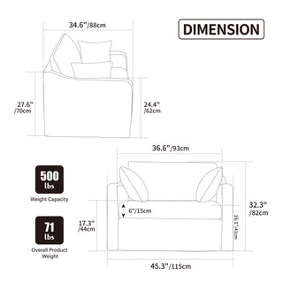 Accent Chair With 2 Bolster Pillows