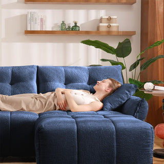 Sofa Set With Ottoman And Pillows, Textured, High Resilience Cushions