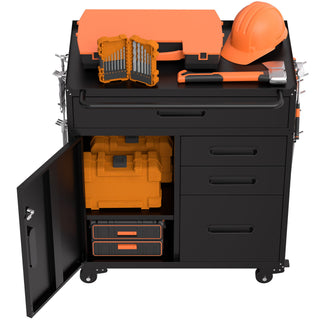 Rolling Tool Cabinet Heavy Duty Garage Storage With Lockable Doors & Drawers