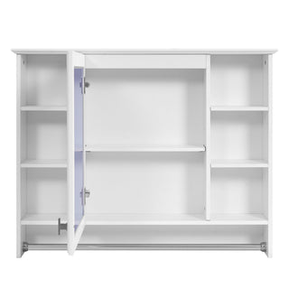 Modern Wall Mounted Mirror Cabinet With Adjustable Shelf, Soft Close Door, And Towel Bar