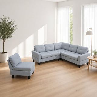 Modular L - Shaped Sectional Sofa 6 Seater 4 Piece Couch With Chaise