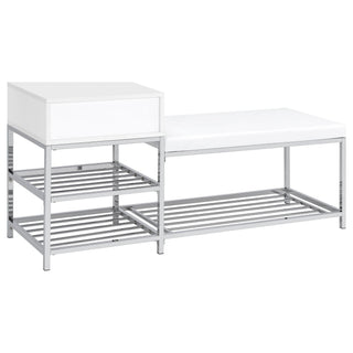 Yesler - 1 Drawer Storage Bench - Glossy White