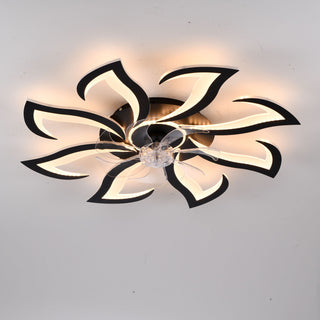 Flower Ceiling Fan With Remote Controlled LED Light, Flush Mount DC Motor Fan