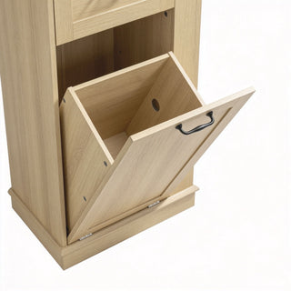 Modern Tall Storage Cabinet With Tilt-Out Compartment, Adjustable Shelves