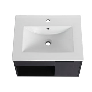 Wall Mounted Floating Bathroom Vanity With Open Shelf & Soft Close Door