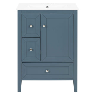 Modern Bathroom Vanity With Sink, Soft Close Drawers & Door, Storage Rack