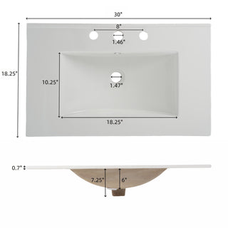 Fluted Bathroom Vanity With Ceramic Sink, Freestanding Design