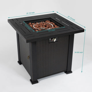 Square Fire Pit Table - Brown