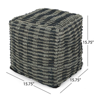 Walle - Fabric Square Pouf Ottoman And Floor Cushion Teal - Blue