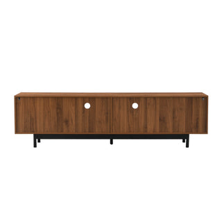 TV Stand, Media Console With 2 Drawers, Soft Closing Slatted Doors, Living Room Entertainment Center - Walnut