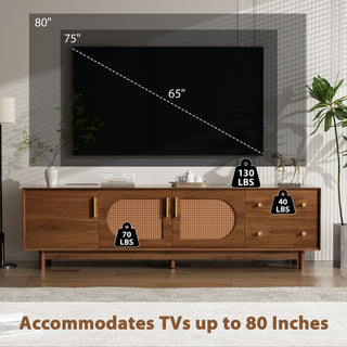 70" TV Stand With Beveled Edge Design - Brown