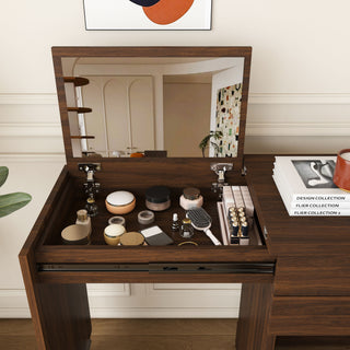 Folding Desk With Mirror And Storage Stol For Bedroom