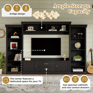 Elegant Entertainment Center Wall Unit With Bookshelves