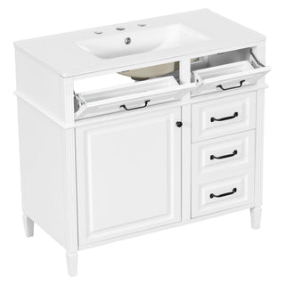 Modern Bathroom Vanity With Sink Top, Flip Drawer Design