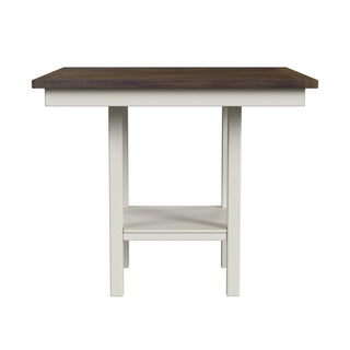 Brooks - 5 Piece Counter Set With Table And 4 Upholstery Seat & Wood Back Chairs - Medium Brown & White